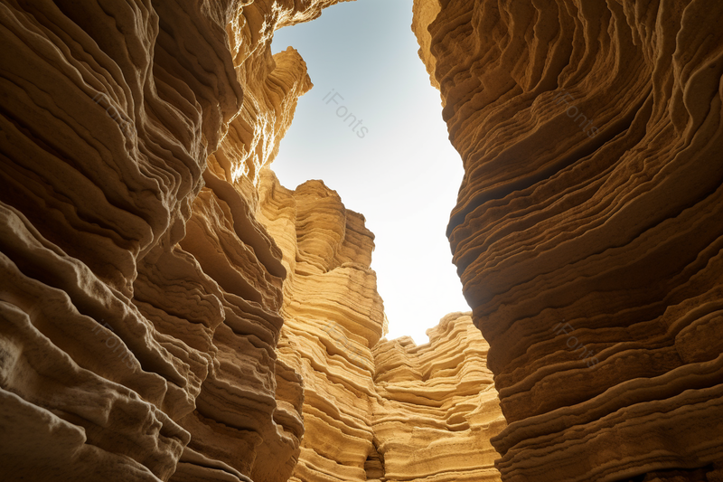 晴朗天空下的黄色风蚀峡谷旅游景点,高清,摄影图,摄影图片,图片大全,摄影图免费下载
